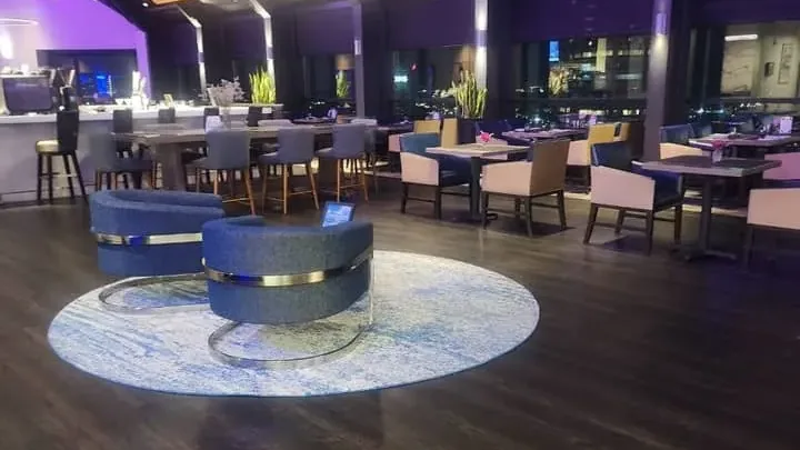 Lounge space after evening cleaning