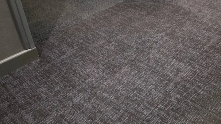 Vacuumed office corridor carpet after commercial cleaning in Indianapolis