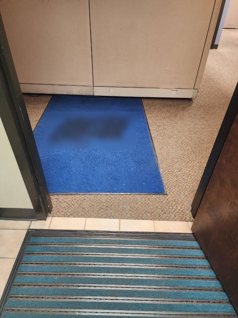 Office entrance mat before cleaning