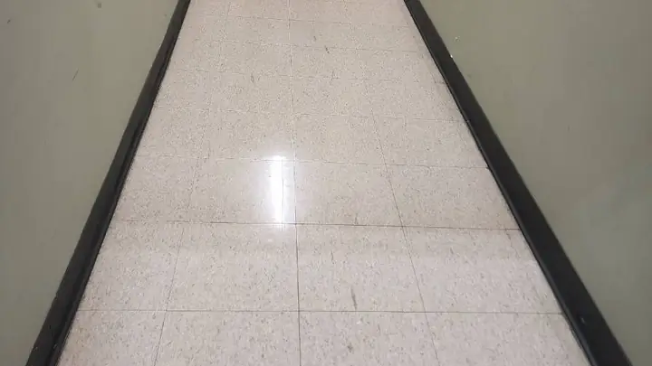 Tile hallway after nightly janitorial service