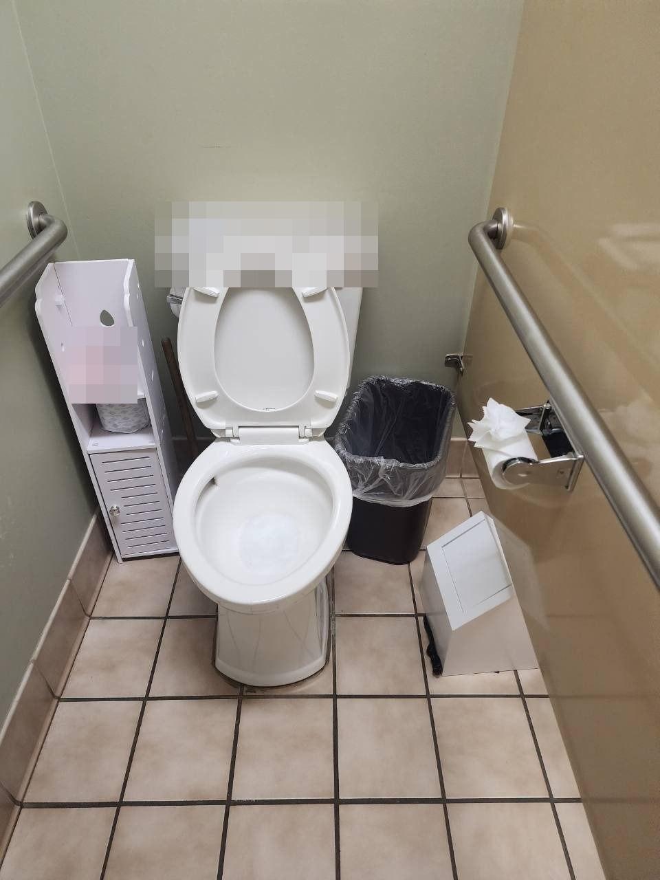 Restroom stall after cleaning