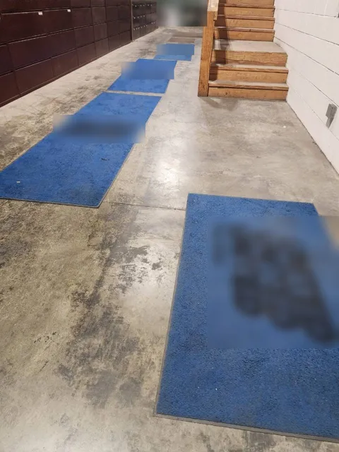 Entry mats in an Indianapolis commercial facility, before cleaning