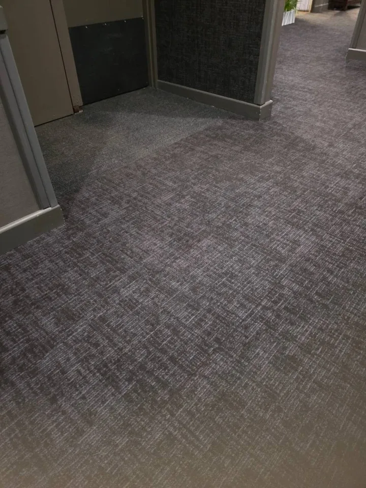 Office hallway carpet after cleaning in Indianapolis